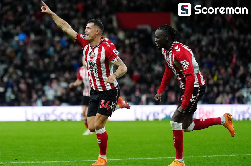 선덜랜드, 에버턴과 1-1 무승부→4위 도약... 자카 10경기만에 데뷔골